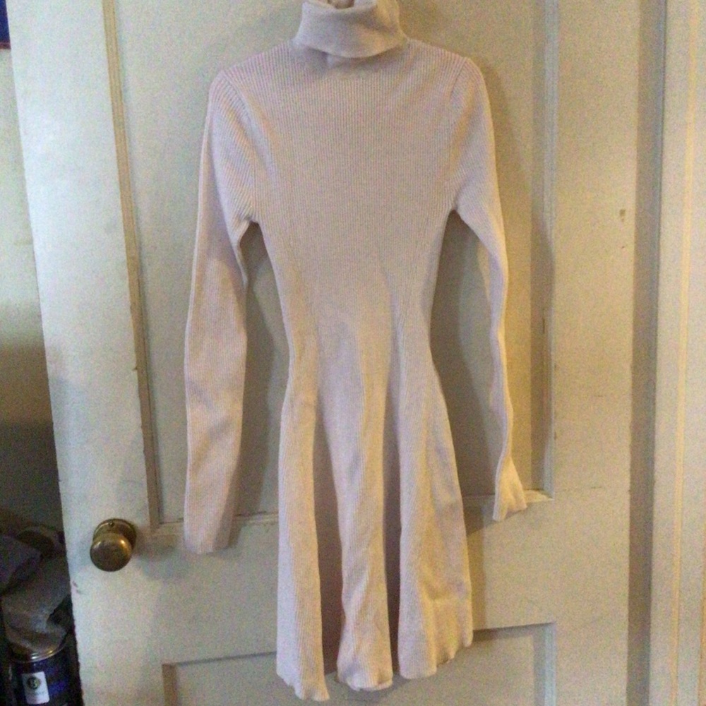 Zara Cream Long Sleeve Turtleneck Dress